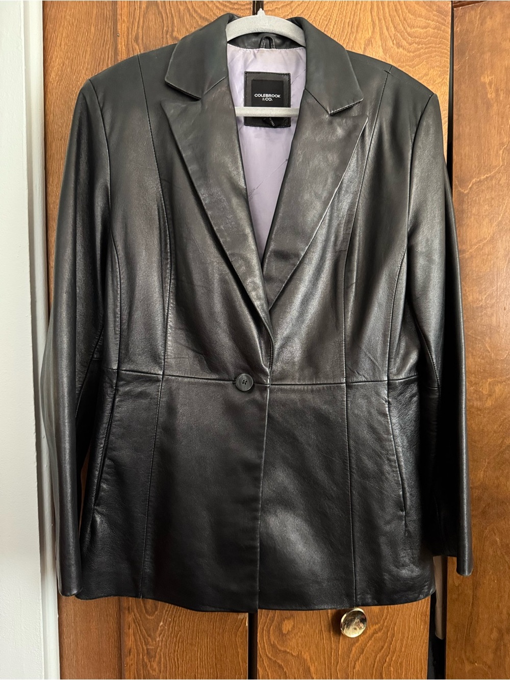 Coldwater Black Leather Single-Button Blazer